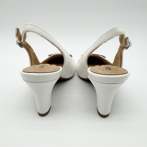 asy Street Sway Slingback Square Toe Buckle Dress Heel White 5 NEW - Picture 7 of 16